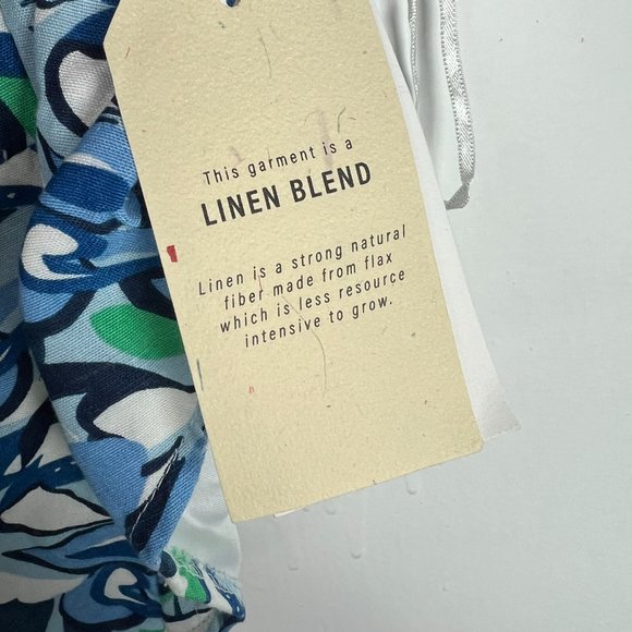 NWT Midnight Sky Floral Linen Blend Bustier Crop Top Blue Green Size Large L NEW - Picture 5 of 9